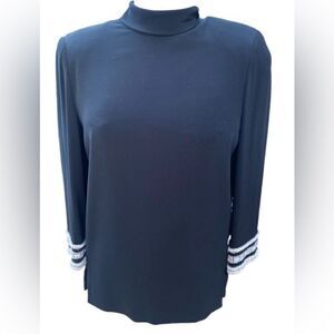 Bob Mackie Crepe Evening Tunic Beaded Cuffs Ties In Back Sz 8 Party Holidays Vin